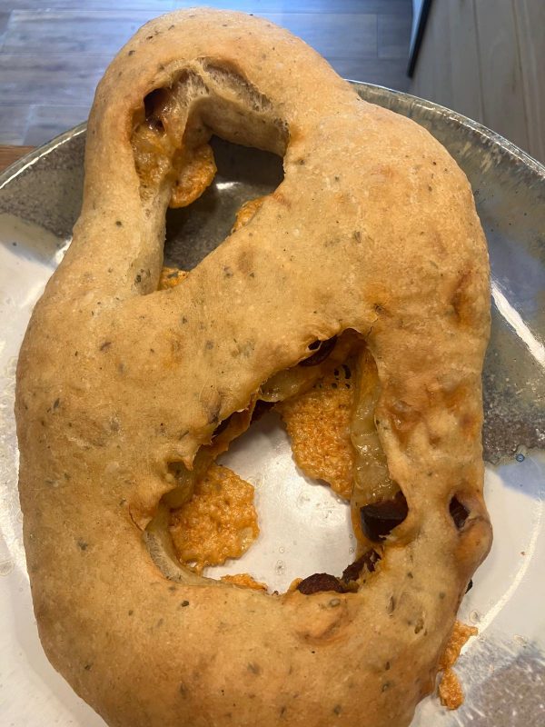 Fougasse bio au chorizo et comté